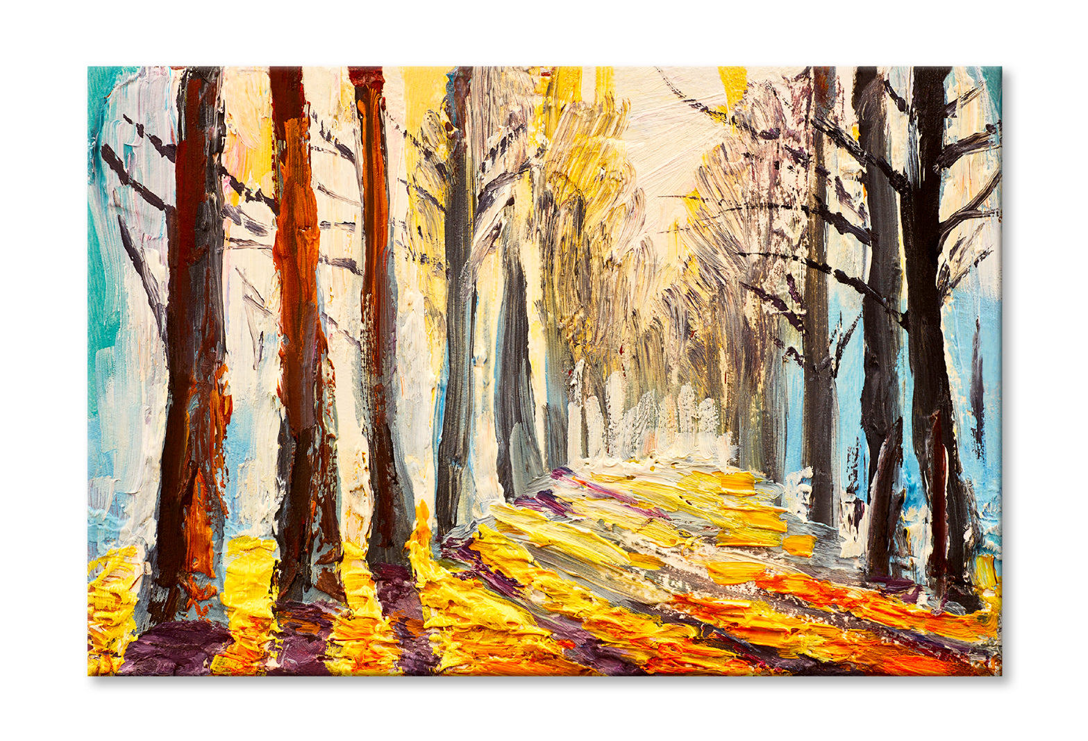 Colorful Trees In Forest Oil Painting Wall Art Limited Edition High Quality Print Stretched Canvas None