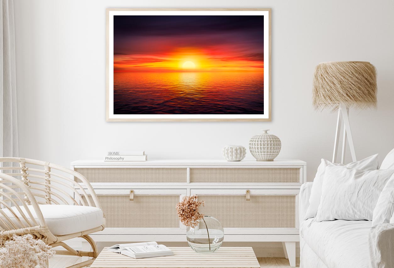 Sunset Sky at The Ocean Background Home Decor Premium Quality Poster Print Choose Your Sizes - Bella Home Decor