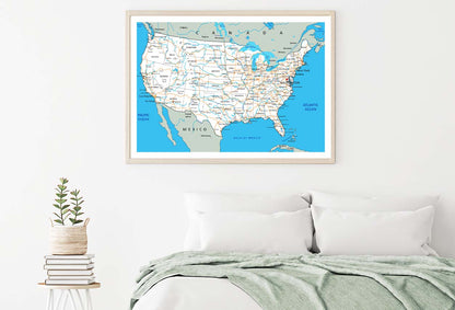 High Detailed USA Road Map Home Decor Premium Quality Poster Print Choose Your Sizes