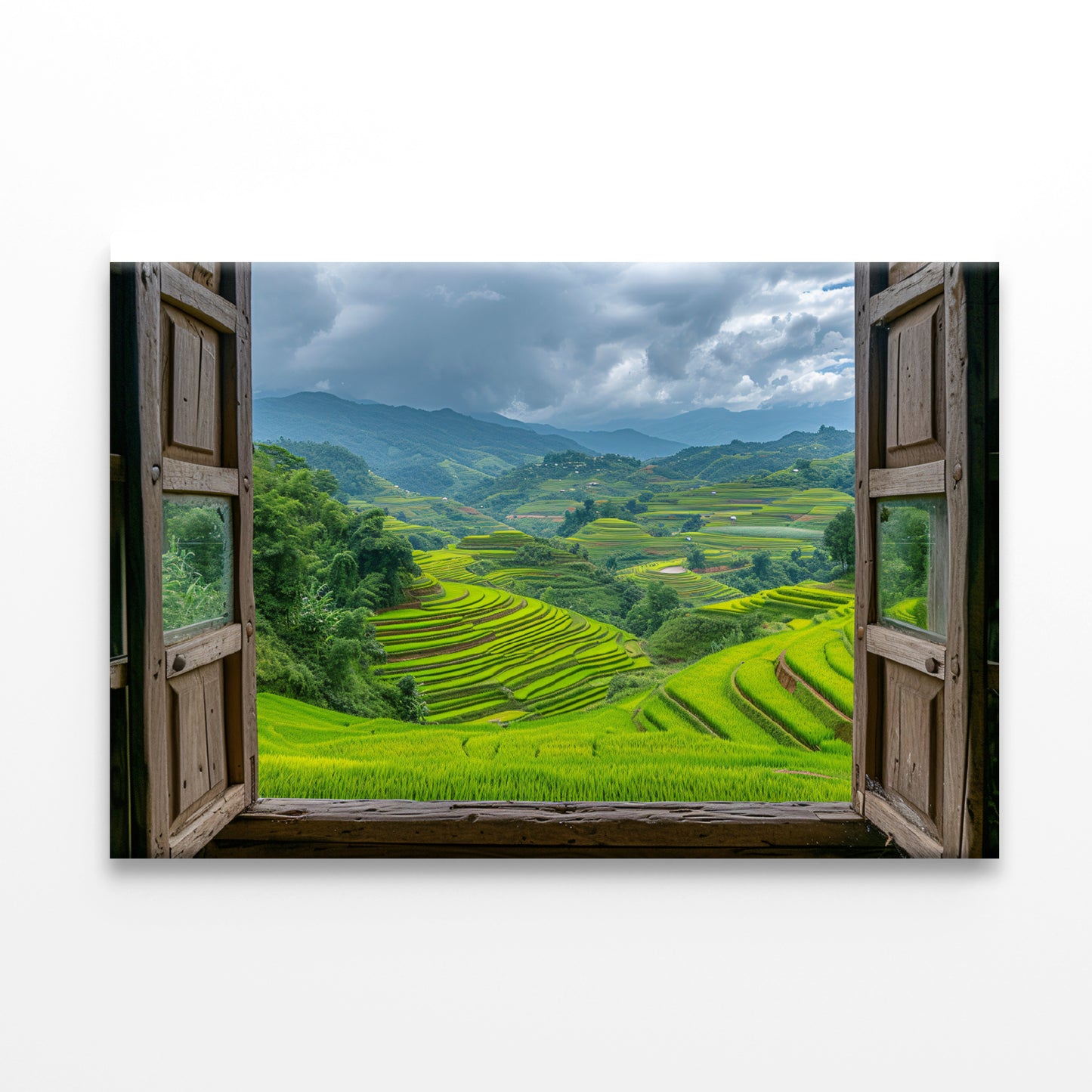 A Green Valley Seen Through a Window Print 100% Australian Made - Bella Home Decor