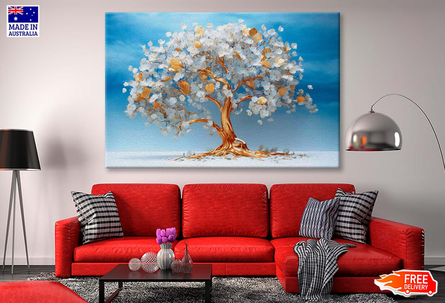 White Flower Tree Abstract Oil Painting Wall Art Limited Edition High Quality Print