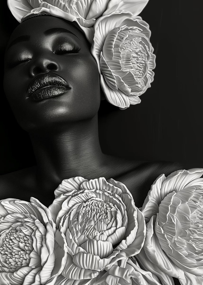 Floral Black and White Woman Face Fashion Home Decor Premium Quality Poster Print Choose Your Sizes - Bella Home Decor