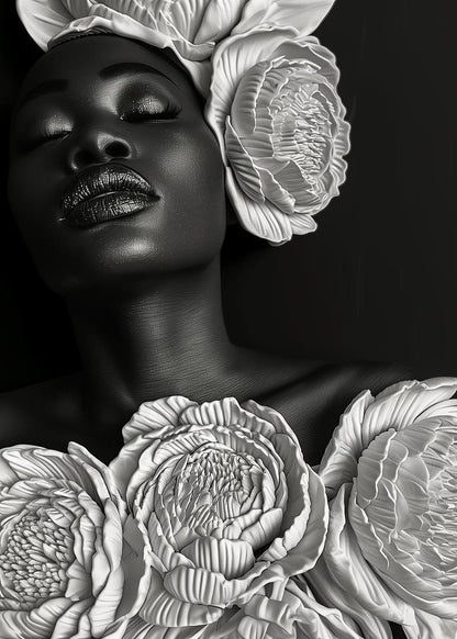 Floral Black and White Woman Face Fashion Home Decor Premium Quality Poster Print Choose Your Sizes - Bella Home Decor