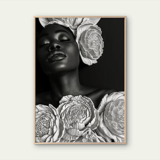 Floral Black and White Woman Face Fashion Home Decor Premium Quality Poster Print Choose Your Sizes - Bella Home Decor