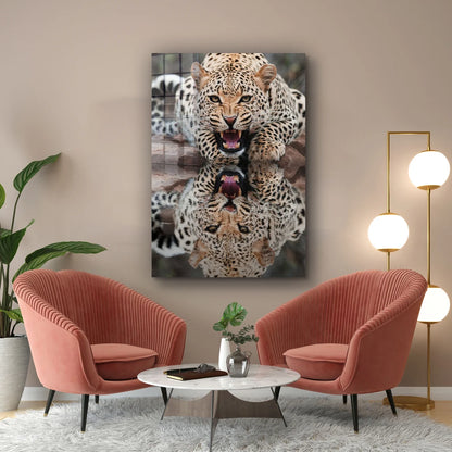 Leopard Reflect Water UV Direct Aluminum Print Australian Made Quality