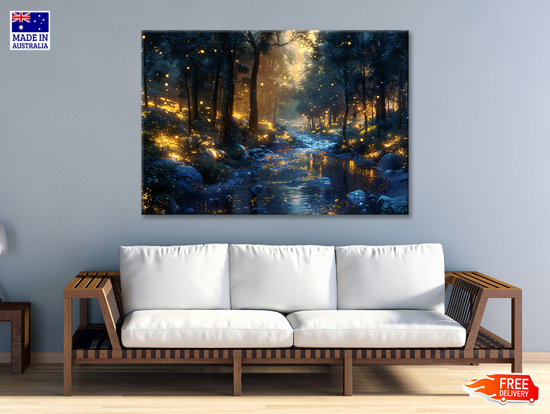 Magical Forest at Night View Print 100% Australian Made - Bella Home Decor