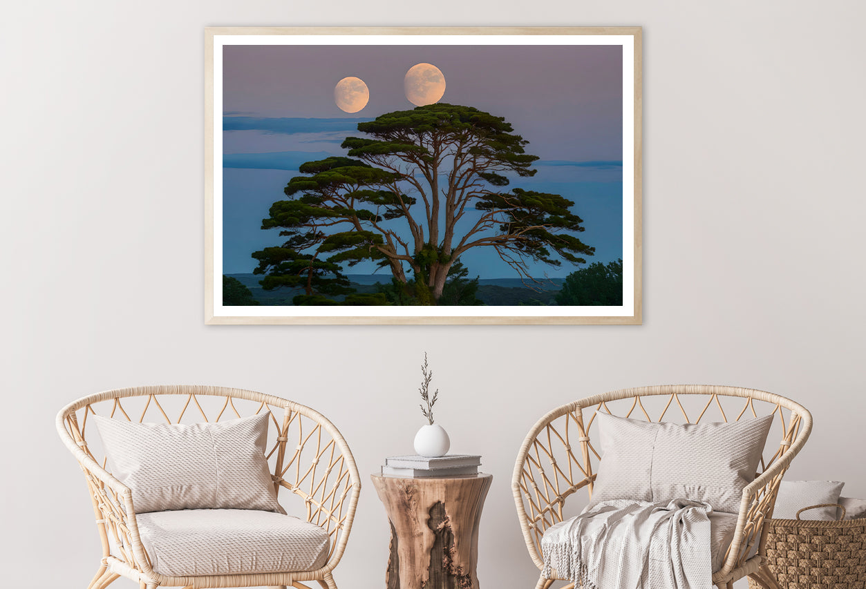 A Tree with the Moon in the Background Home Decor Premium Quality Poster Print Choose Your Sizes - Bella Home Decor