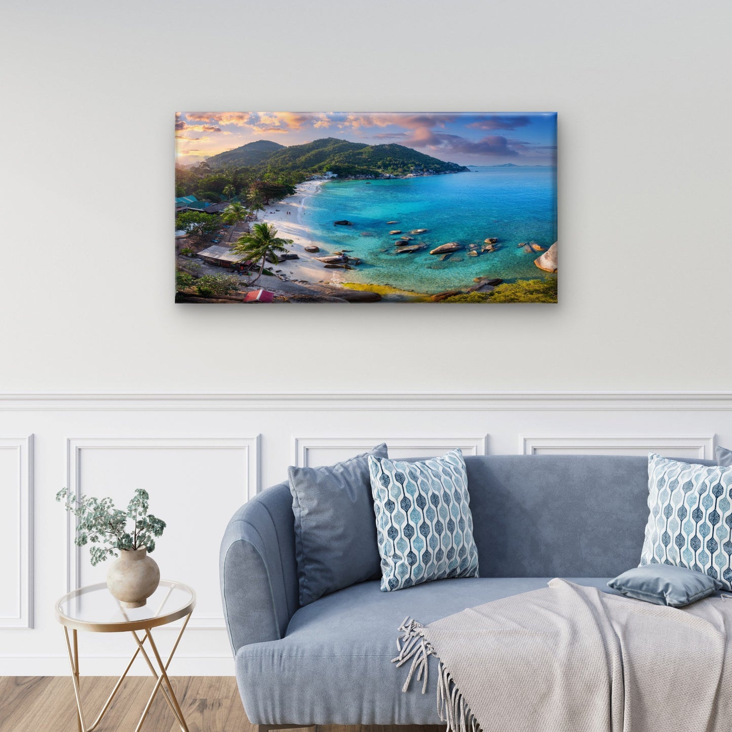 Emerald Green Beach in Koh Samui Thailand Wall Art Canvas Office Home Room Framed 120x60cm