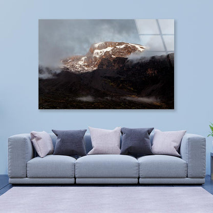 Mount Kilimanjaro & Clouds Line at Sunset Tanzania Acrylic Glass Print Tempered Glass Wall Art 100% Made in Australia Ready to Hang