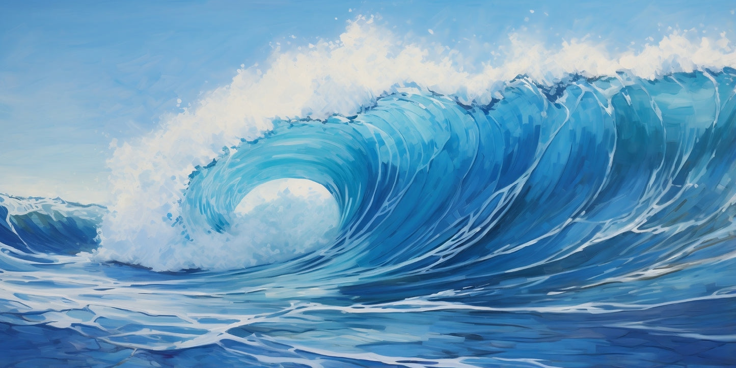 Blue Ocean Wave Painting Wall Art Canvas Office Home Room Framed 120x60cm - Bella Home Decor