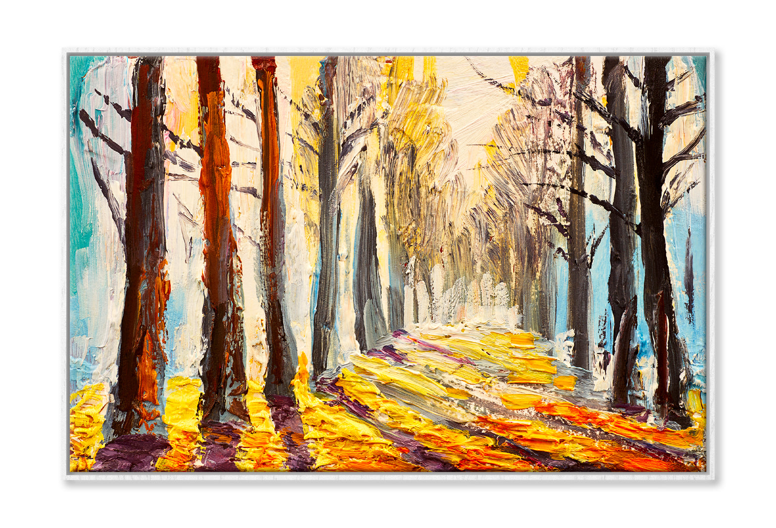 Colorful Trees In Forest Oil Painting Wall Art Limited Edition High Quality Print Canvas Box Framed White