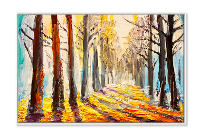 Colorful Trees In Forest Oil Painting Wall Art Limited Edition High Quality Print Canvas Box Framed White