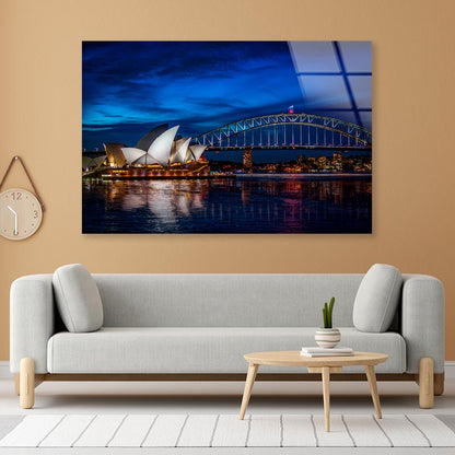 Sydney Opera House at Night Acrylic Glass Print Tempered Glass Wall Art 100% Made in Australia Ready to Hang - Bella Home Decor