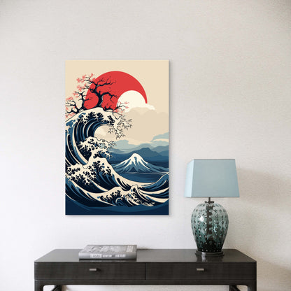 Great Wave Off Kanagawa Cherry Blossom 60x90cm Metal Print Ready to Hang