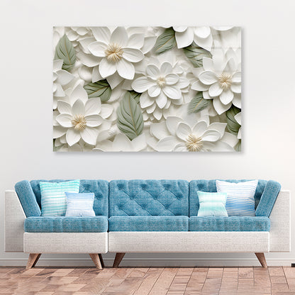 Group of White Flowers with Petals Acrylic Glass Print Tempered Glass Wall Art 100% Made in Australia Ready to Hang - Bella Home Decor