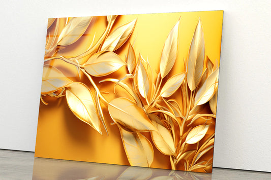 Vibrant Display of Golden Leaves Set Acrylic Glass Print Tempered Glass Wall Art 100% Made in Australia Ready to Hang - Bella Home Decor