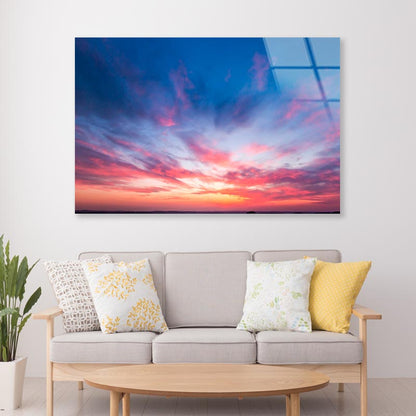 Red Sunset Clouds Sky View Acrylic Glass Print Tempered Glass Wall Art 100% Made in Australia Ready to Hang