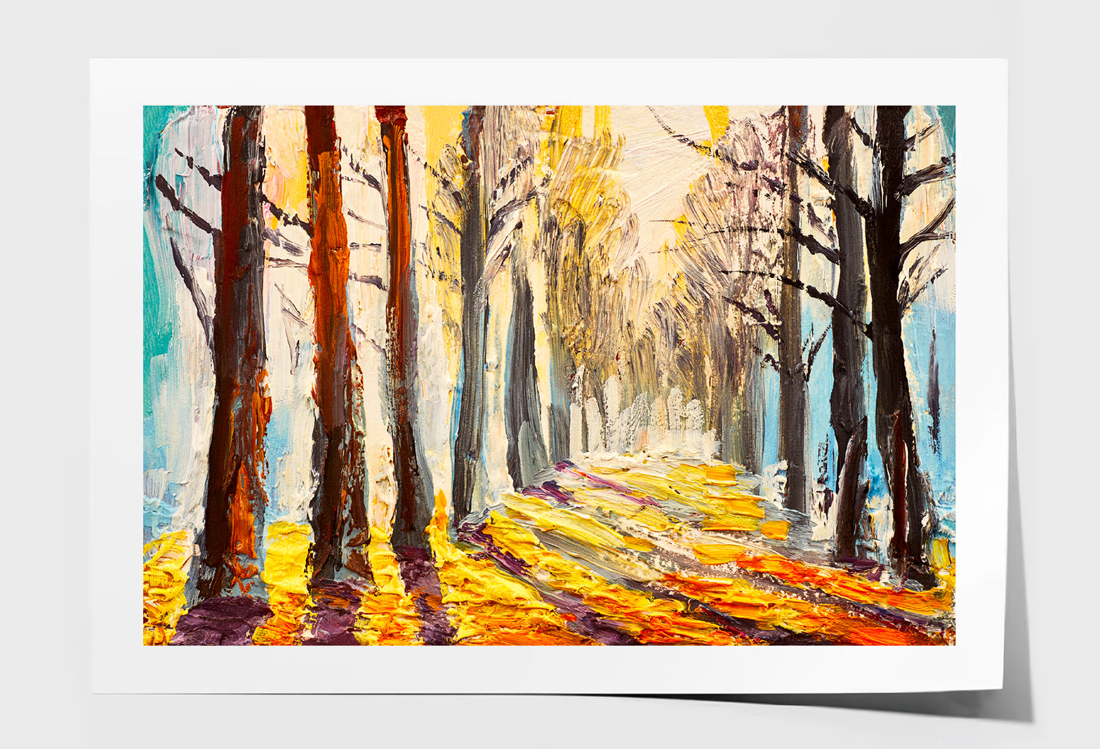 Colorful Trees In Forest Oil Painting Wall Art Limited Edition High Quality Print Unframed Roll Canvas None