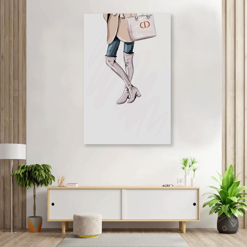 Elegant Pink Boots 3D Design Acrylic Glass Print Tempered Glass Wall Art 100% Made in Australia Ready to Hang