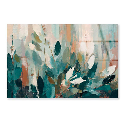 Abstract Leaves Oil Painting  Acrylic Glass Print Tempered Glass Wall Art 100% Made in Australia Ready to Hang - Bella Home Decor