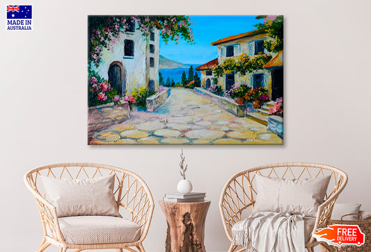 Beautiful Houses Near The Sea Oil Painting Wall Art Limited Edition High Quality Print