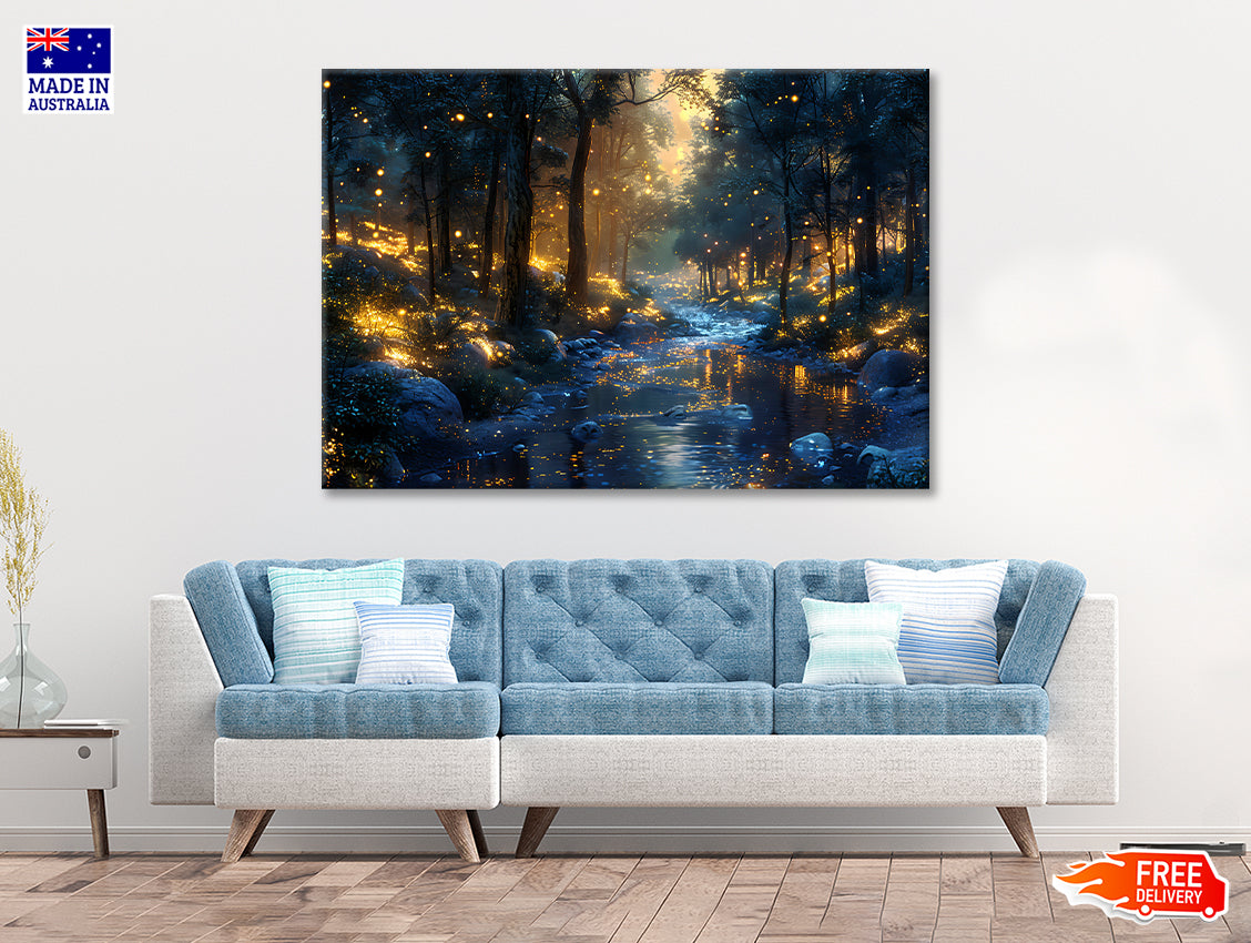 Magical Forest at Night View Print 100% Australian Made - Bella Home Decor