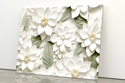 Group of White Flowers with Petals Acrylic Glass Print Tempered Glass Wall Art 100% Made in Australia Ready to Hang - Bella Home Decor