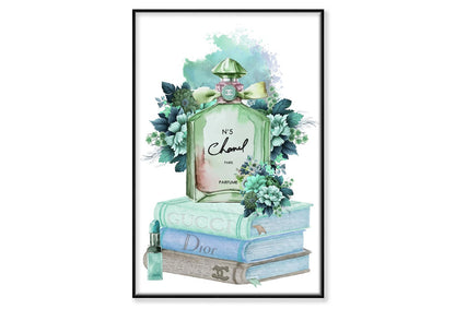 Green Blue Perfume Wall Art Limited Edition High Quality Print Canvas Box Framed Black