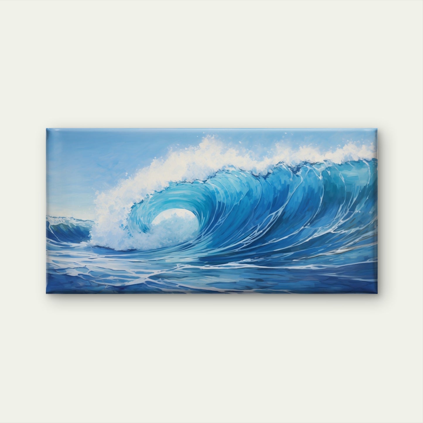 Blue Ocean Wave Painting Wall Art Canvas Office Home Room Framed 120x60cm - Bella Home Decor