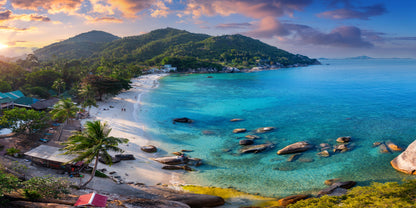 Emerald Green Beach in Koh Samui Thailand Wall Art Canvas Office Home Room Framed 120x60cm