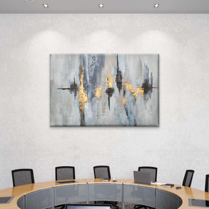 Gold Foil Texture Gray Abstract Art Wall Art Decor 100% Australian Made