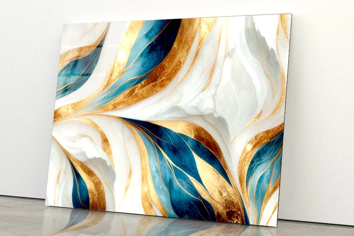 3D Gold Marble Abstract Acrylic Glass Print Tempered Glass Wall Art 100% Made in Australia Ready to Hang