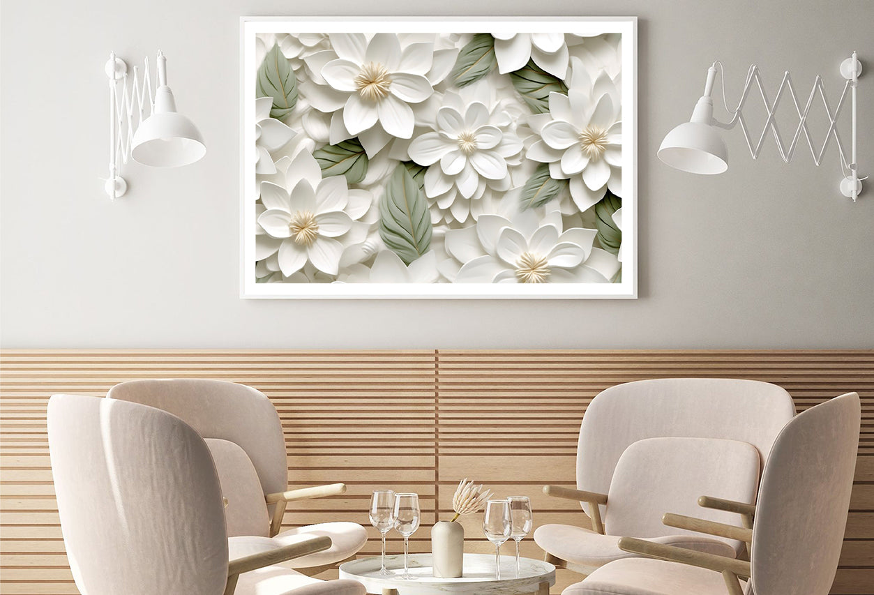 Group of White Flowers with Petals Home Decor Premium Quality Poster Print Choose Your Sizes - Bella Home Decor