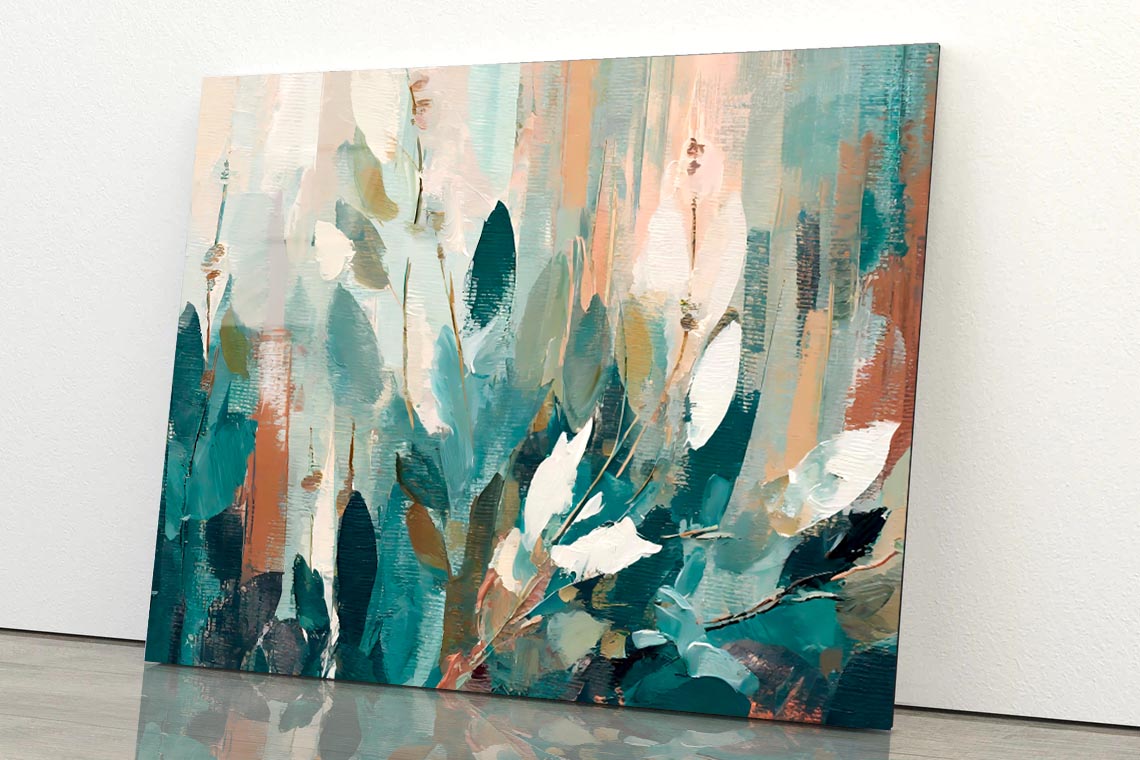 Abstract Leaves Oil Painting  Acrylic Glass Print Tempered Glass Wall Art 100% Made in Australia Ready to Hang - Bella Home Decor