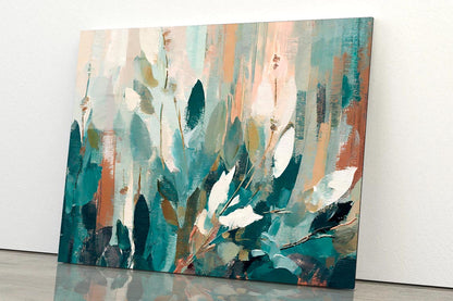 Abstract Leaves Oil Painting  Acrylic Glass Print Tempered Glass Wall Art 100% Made in Australia Ready to Hang - Bella Home Decor