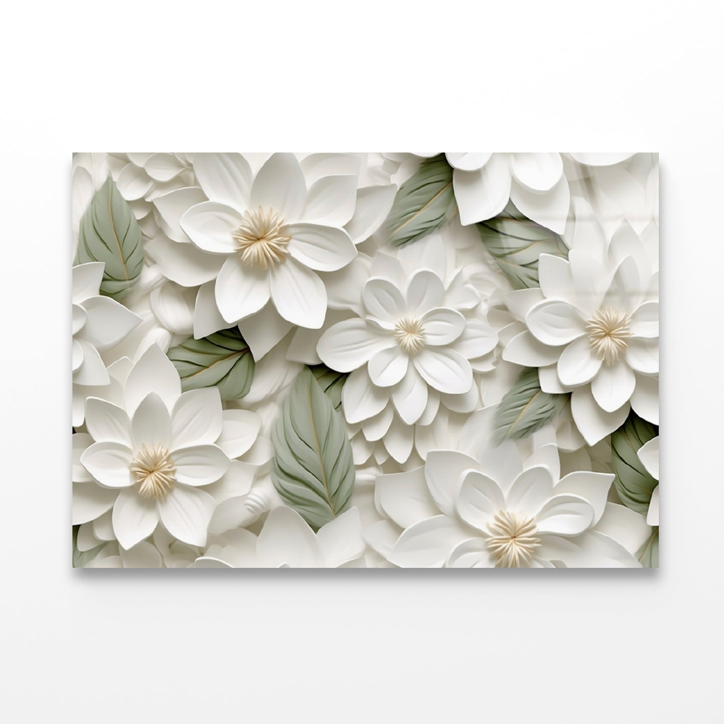 Group of White Flowers with Petals Acrylic Glass Print Tempered Glass Wall Art 100% Made in Australia Ready to Hang - Bella Home Decor