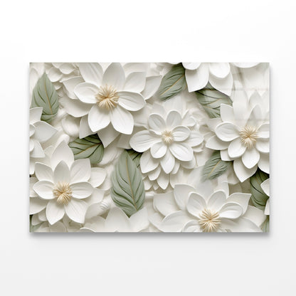 Group of White Flowers with Petals Acrylic Glass Print Tempered Glass Wall Art 100% Made in Australia Ready to Hang - Bella Home Decor