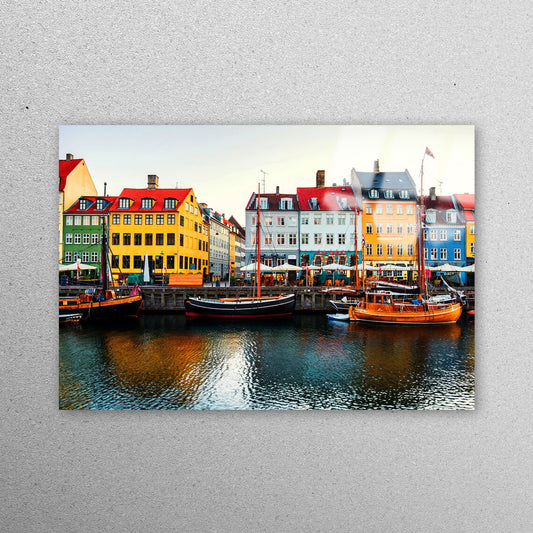 Denmark Nyhavn View Acrylic Glass Print Tempered Glass Wall Art 100% Made in Australia Ready to Hang