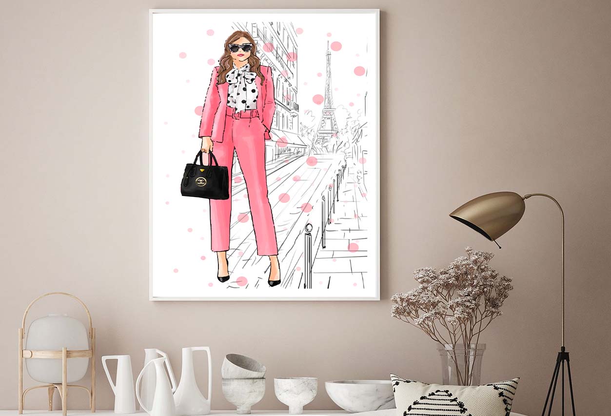 Stylish Boss Lady with Her Luxury Handbag Design Home Decor Premium Quality Poster Print Choose Your Sizes