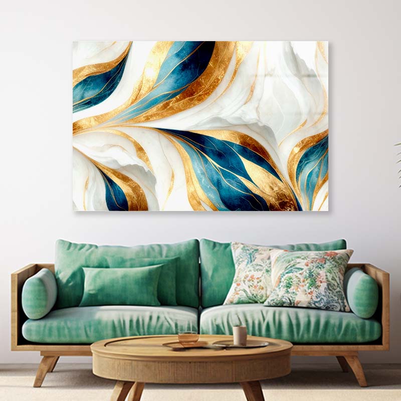 3D Gold Marble Abstract Acrylic Glass Print Tempered Glass Wall Art 100% Made in Australia Ready to Hang