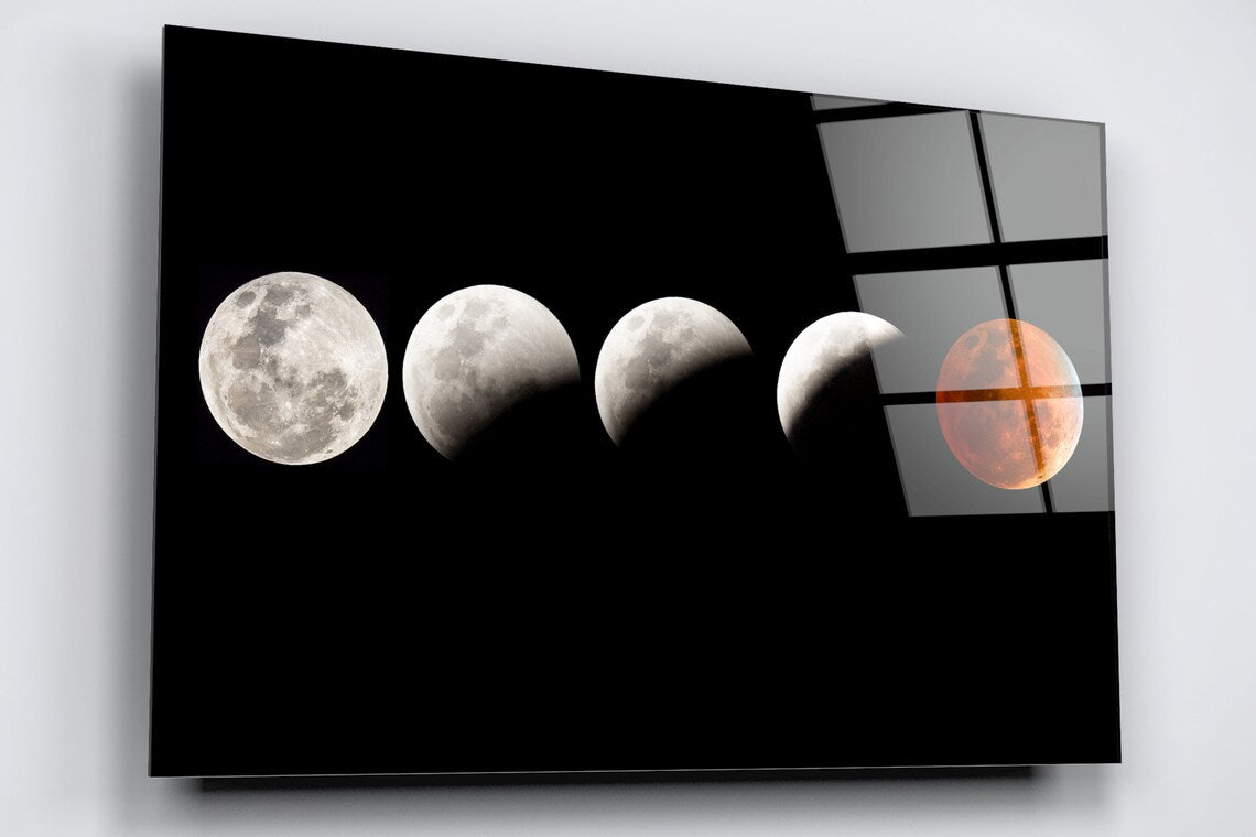 Moon Phase Acrylic Glass Print Tempered Glass Wall Art 100% Made in Australia Ready to Hang