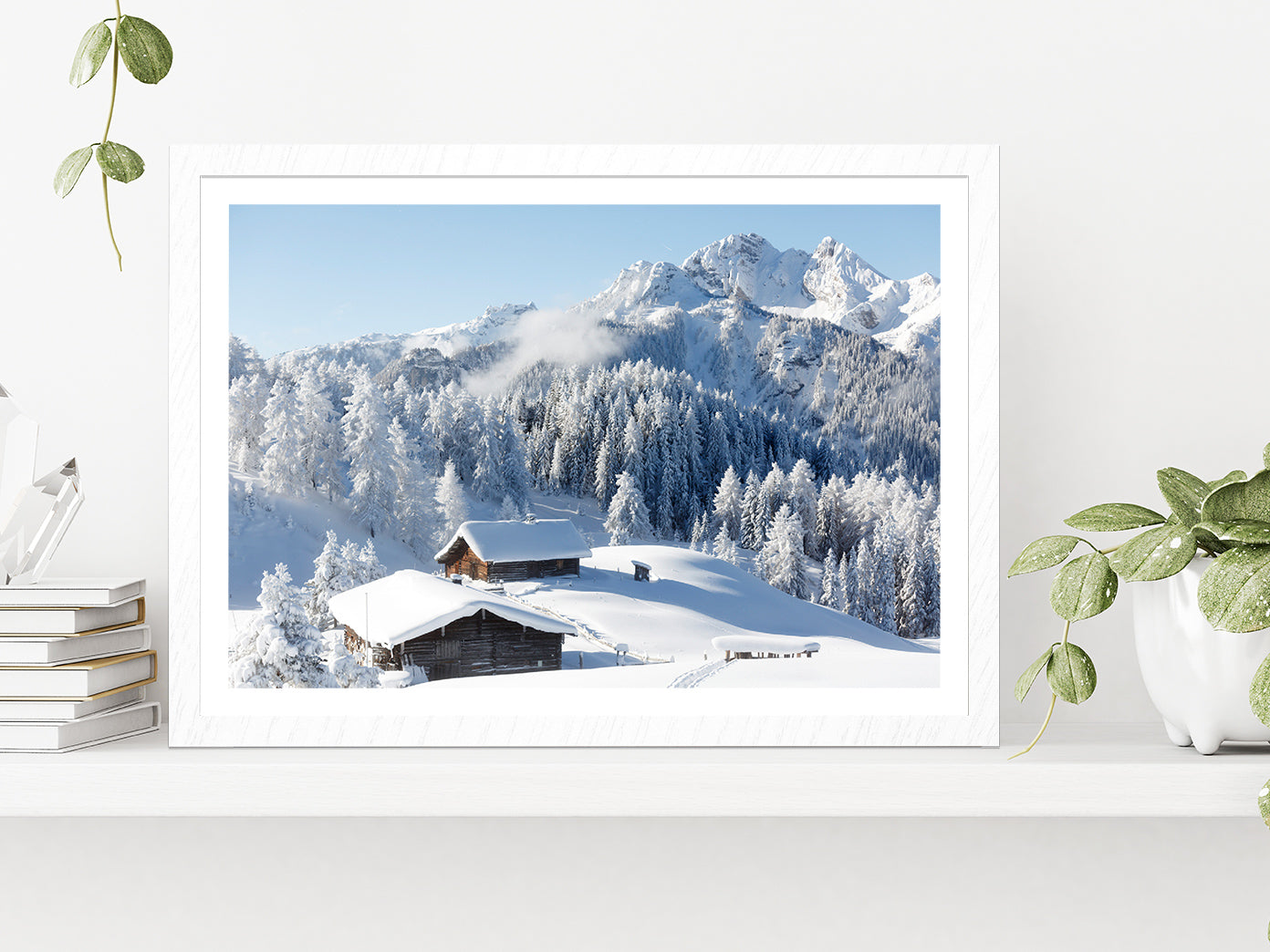 Winter wonderland in the Austria Glass Framed Wall Art, Ready to Hang Quality Print With White Border White