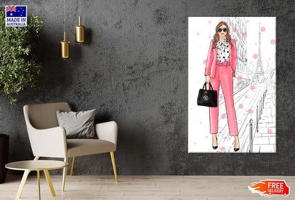 Stylish Boss Lady with Her Luxury Handbag Print 100% Australian Made