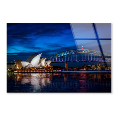 Sydney Opera House at Night Acrylic Glass Print Tempered Glass Wall Art 100% Made in Australia Ready to Hang - Bella Home Decor