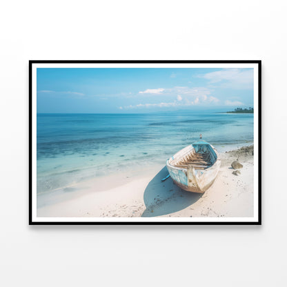 Beach with a Small Boat View Home Decor Premium Quality Poster Print Choose Your Sizes