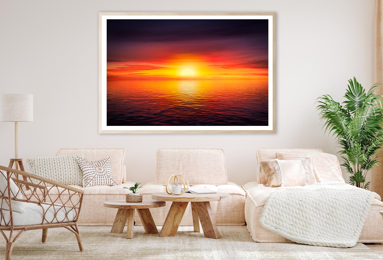 Sunset Sky at The Ocean Background Home Decor Premium Quality Poster Print Choose Your Sizes - Bella Home Decor