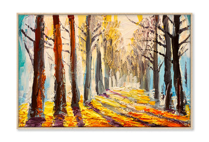 Colorful Trees In Forest Oil Painting Wall Art Limited Edition High Quality Print Canvas Box Framed Natural