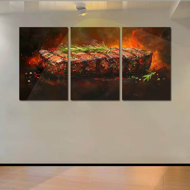 3pcs Delicious Steak Wall Art Set Canvas Framed 60x90cm - High Quality Print 100% Australian Made Wall Canvas Ready to Hang - Bella Home Decor