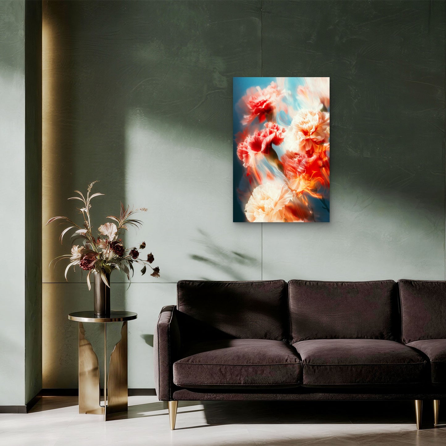 Close-Up of Carnation Flowers 40x60cm Metal Print Ready to Hang