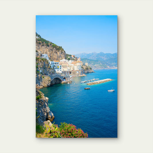 Atrani Amalfi Coast Italy Cliff Village Sea 40x60cm Metal Print Ready to Hang